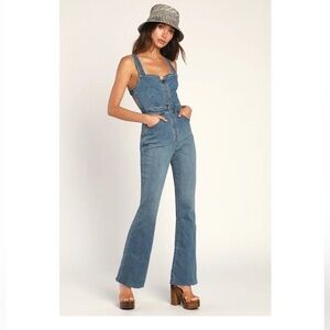 Free People Women's Blue Denim Jumpsuit